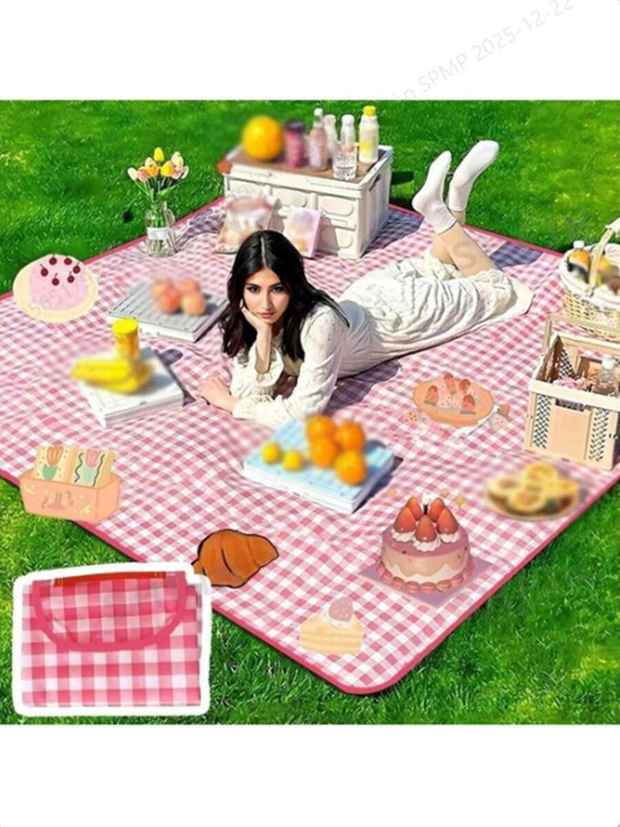 1pc Large Size Plastic Thin Waterproof Anti-Sand Picnic Mat/Outdoor Blanket - Ideal For Camping, Family And Friends Outings!