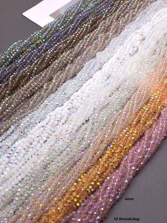 10 piezas de cuentas de tono gris-rosa-dorado de 4 mm para hacer pulseras, collares, accesorios de joyería tejida DIY