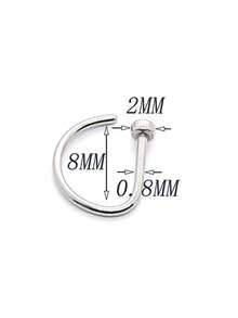 1件8毫米不锈钢极简主义金/银/黑D形鼻环/唇环，男女皆宜，是节日、派对、假日、日常佩戴、情人节、婚礼、返校季等场合的理想之选，也是绝佳的身体饰品礼物。 - 彩色 - 查看 7