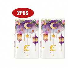 1件/2件/4件装星月灯笼图案斋月超柔软微纤维厨房巾，43*66厘米季节性厨房餐桌装饰抹布，斋月厨房装饰，斋月家居装饰 - 彩色 - 查看 10