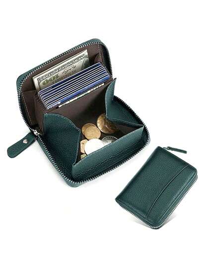 Women's Short Wallet, RFID Blocking Zipper Wallet, Fashion PU Leather Wallet, Large Capacity Coin Purse, Mini Wallet, RFID Wallet, Card Holder