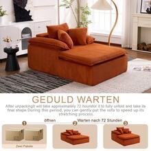 A 46cm High Reclining Sofa With A Clean, Frameless Design, Ideal For Reading. Featuring Wide Armrests, It Comes Fully Assembled. - Orange + Corduroy - View 9