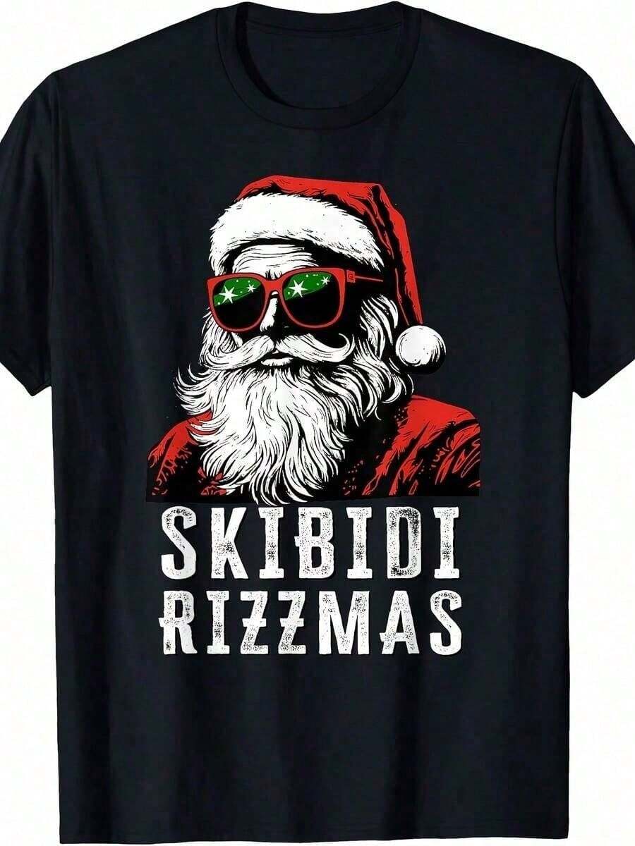 Camiseta genial para niños Skibidi Rizzmas Rizz Santa Claus Charisma - Negro - Ver 1