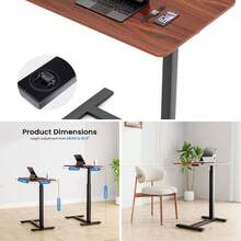 ZUNMOS Mobile Standing Desk Overbed Laptop Desk Adjustable Height Desk With Hidden Casters Sit Stand Workstation Portable Laptop Computer Desk Rolling Desk For Home, Office, Dorm, Brown - Nhiều màu - Xem 1