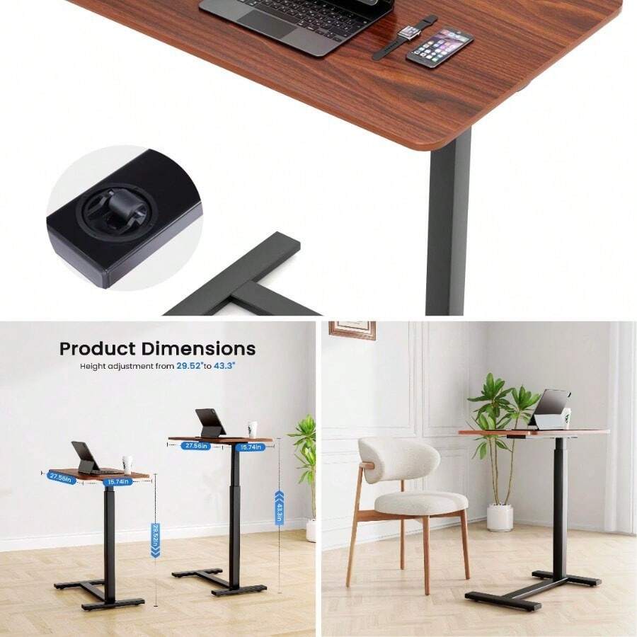 ZUNMOS Mobile Standing Desk Overbed Laptop Desk Adjustable Height Desk With Hidden Casters Sit Stand Workstation Portable Laptop Computer Desk Rolling Desk For Home, Office, Dorm, Brown - Nhiều màu - Xem 1