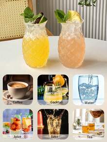 1pc Luxury Embossed Pineapple Cocktail Glass, Juice Glass, Barware - Multicolor - View 7