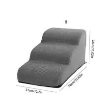 1pc Pet Cat Dog Stairs, Bedside Ramp, Non-Slip Foam, Suitable For All Seasons, Removable & Washable Pet Stairs, Grey