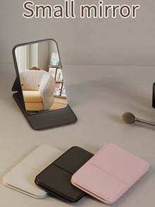 Foldable Portable Makeup Mirror, Adjustable Angle Folding Vanity Mirror With PU Leather Case, Beauty Supplies, Desktop Makeup Mirror, Rectangular Desktop Foldable Compact Minimalist Makeup Mirror, Travel Portable Makeup Mirror - Multicolor - View 8