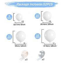 52pcs/87pcs/142pcs Pure White Balloon Set, Includes 5", 10", 12", 18" Sizes, Suitable For Wedding, Party, Birthday, Communion, Family Gathering Balloon Decor - Multicolor - View 9