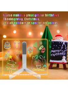 One Acrylic LED Illuminated Drawing Board With Stand, Which Can Be Used As An Illuminated Memo Board, LED Message Board Or Drawing Board. It Comes With 7-Color Pens And Is Suitable For Offices, Schools, Homes, Back-To-School Season And Other Occasions. - Multicolor - View 8