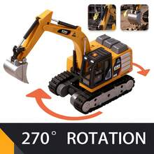 2.4G合金挖掘机遥控车，迷你遥控车，工程玩具车，带可调档位、LED灯，兼容智能手机，1:64比例微缩模型，适合3岁以上儿童，理想的儿童礼物玩具 - 彩色 - 查看 6