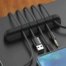 2pcs Self-Adhesive Cable Clips, Suitable For Desk, Bedside Table, Power Cords, Mouse Cables, Computer Office Home Use (7-5-3 Slots), Black - Multicolor - View 2