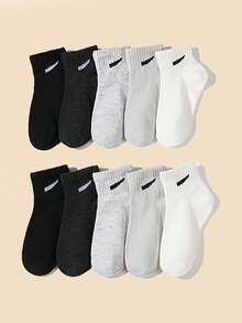 12 paires de chaussettes mi-mollet élastiques de couleur unie noire, blanche et grise pour enfants. Respirantes et absorbantes, conviennent pour le printemps, l'été, l'automne et l'hiver - Multicolore - Voir 3
