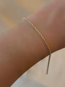 1pc Girl's Stainless Steel Twisted Chain Bracelet, Versatile Daily Accessory