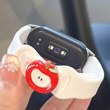 适用于小米手环 10/9/8 的硅胶替换表带，苹果表扣设计，独特时尚，红、蓝、白双色蝴蝶扣表带，男女通用智能健身追踪器