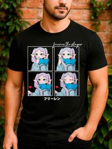 Frieren  Sousou Magic Enchantment Manga Anime Otaku Otome Basic Unisex T-Shirt 100% Premium Cotton – Men's And Women's | Casual, Streetwear, Plus Size, New Arrival With Immediate Shipping In Various Colors - 黑色 - 查看 2