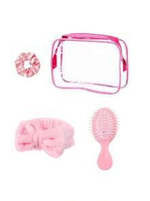 1/4/8/12/16 Pcs Sleepover Party Essential Set, Customizable Toiletry Bag, Makeup Bag, 1 Set Personalized Toiletries, Customizable Set. Polyester Spa Party Supplies - Pink Non-Electric Facial Cleansing Tool Set - Multicolor - View 10