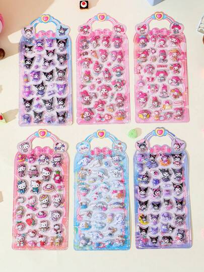 手账贴纸，Gukha品牌，Y2K风格，晶莹剔透，可重复粘贴/自粘，清新甜美少女风，简约美学，蝴蝶/动物图案，适用于手机、笔记本、水瓶、汽车、DIY手账、卡通浮雕贴纸、DIY手册装饰、节日礼物