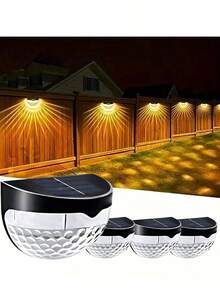 Conjunto de 6 luzes solares externas para cerca, deck e parede, com função liga/desliga automática, design durável em plástico resistente às intempéries, bateria de 600mAh e suporte semi-embutido. Ideais para cercas, pátios, quintais, degraus de garagem, escadas e iluminação solar para cercas. - Casca Preta - Ver 9