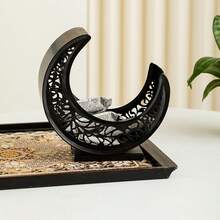 Bandeja para almacenar alimentos con forma de luna, plato para servir frutas, postres, aperitivos, plato decorativo para fiestas y uso doméstico. - Negro - Ver 2