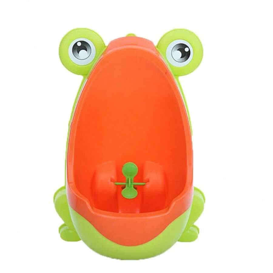Frog-Shaped Children's Potty Training Urinal With Suction Cup, Anti-Splash Wall-Mounted Toilet For Boys, Light Green And Orange (1 Pack) - Orange - View 1