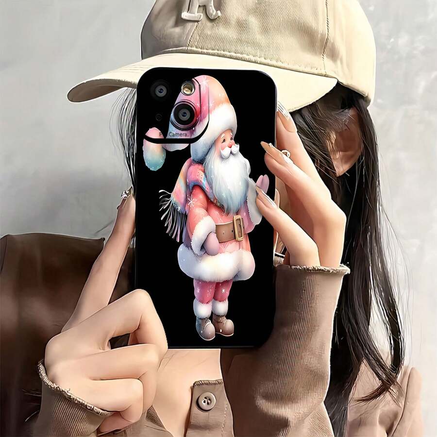 Estuche para teléfono con diseño festivo de Papá Noel compatible con estuches para teléfonos 17 16 Pro Max 15 Pro Max 13 y 12 Material brillante 2 en 1 duradero a prueba de golpes elegante un regalo perfecto para familiares, amigos, seres queridos, novios, novias y celebraciones navideñas - Negro - Ver 1