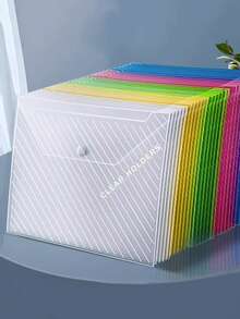 10个塑料纽扣信封，适用于A4优质文件，透明；10个塑料文件袋；A4尺寸带纽扣塑料信封；透明文件袋；学校和办公室使用；加厚透明纽扣袋；美术袋；A4绘画收纳袋；A4文件袋；素描纸册袋；防水文件袋 - 彩色 - 查看 6