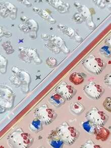 1pc Kawaii Random Decorative Embossed Waterproof Cute Cartoon Handbag Sticker, Fashionable Cute Sticker (Some Styles Have Color Differences And Will Be Sent Randomly) - Multicolor - View 2