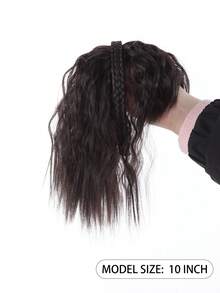 假发、女士发带、一体式发带、顶部卷发、玉米辫烫发遮盖白发、合成发带、发带、接发 - 彩色 - 查看 4