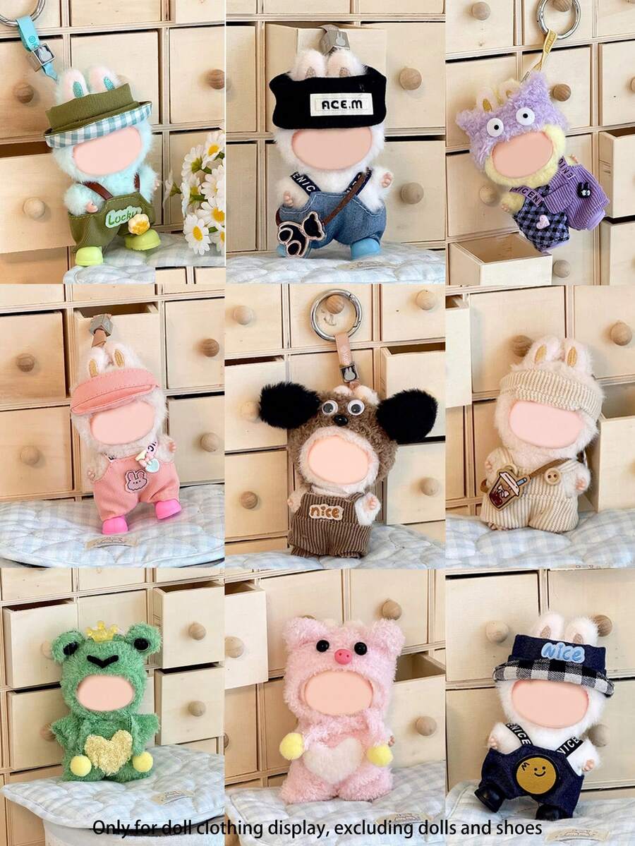 4.0 Mini Version Overalls, Hat 3pcs Outfit Set For LABUBU Doll (Doll And Shoes Not Included) - Nhiều màu - Xem 1