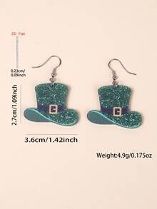 1 Pair Green Hat Acrylic Earrings, Elegant Minimalist Style Jewelry Earrings For Men And Women, Suitable For Daily And Holiday Wear - Green - View 4