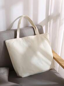 10PCS/1pc Travel Portable Multi-Functional Canvas Bag, Large Capacity Shopping Travel Tote Bag, Reusable Daily Shopping Bag, Portable Foldable Canvas Bag, DIY Paintable One Shoulder Canvas Tote Bag, Canvas Handbag, Student Tote Bag, Perfect For Beach, Travel Canvas Tote Bag, Suitable As Christmas Gift For Her - Multicolor - View 2