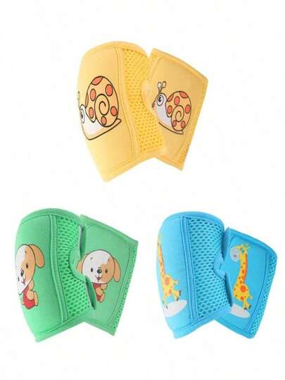 3 Pairs Baby Crawling Knee Pads, Anti-Slip Design To Protect Infant Knees, Elbows And Legs. Adjustable Straps, Breathable 3D Mesh Fabric, Unisex.