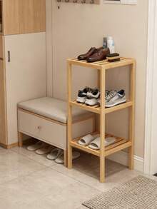3/4/5 Tier Bamboo Shelving Unit - Compact Storage Rack For Living Room, Bedroom, Sofa - Sturdy Bamboo Construction, Suitable For Bathroom Use | Minimalist Design | Durable Bamboo Structure, Small Space Furniture - Ginger - View 9
