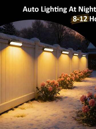 Outdoor Solar Lights, Multi-Mount Waterproof Step Lights - Hang On Fence/Wire Mesh Or Nail To Wall, Weatherproof Solar Powered Lighting For Yard Patio Garden Stairs