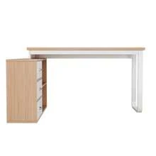 Simple Desk, Office Desk, Three Drawers, Two Open Shelves, Solid Steel Tubing, Wide And Thick Tabletop, Stable Load-Bearing Capacity, Natural - Natural Color - View 9