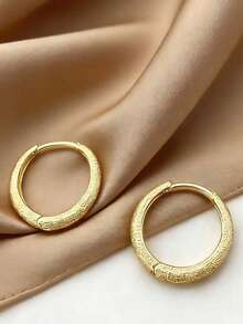 1对经典18毫米圆形耳环，男女皆宜的情侣首饰配饰，适合派对和日常佩戴 - 金色 - 查看 6
