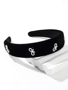 1 accesoriu de păr de Ziua Îndrăgostiților, bandă de păr în formă de inimă din catifea de culoare solidă cu decor cu strasuri, potrivită pentru purtare zilnică, bandă de păr, cerc de păr accesorii cadou de Ziua Îndrăgostiților