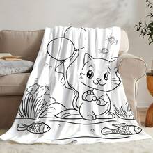 1pc Colorable Geometric Cat Graffiti Blanket - Long Plush All-Season Sofa Bedspread With Free Coloring For & S, Soft Warm Bedding Gift, Cozy For Rooms (Blanket Only - No Markers Included) Four Seasons Universal Multifunctional Blanket/Perfect Gift, Aesthetic Design And 2D Printing Technology Is An Ideal Companion For Sofa Napping, Traveling Camping, Home Decoration And Office Embellishment.A Thoughtful Gift For Thanksgiving, Christmas, Valentine's Day, Father's Day, Mother's Day And Other Festivals Special Moments Such As Birthdays, Weddings, Anniversaries And More.Exclusive Gifts For Family Members, Partners, Parents, Ren, Grandparents Or Dear Friends.They Are Perfect For Beds, Living Rooms, Offices, Beaches,Newly Expanded Themed Collections To Meet A Variety Of Styles And Scenar. - Nhiều màu 11 - Xem 4