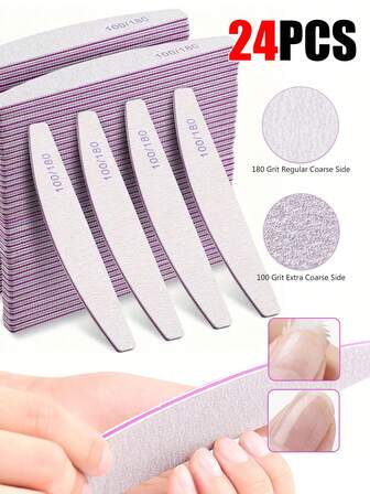12pcs Nail Files, 24/35/45/50pcs Nail Files, 100/180 Grit Sandpaper Nail Files, Suitable For Natural And Acrylic Nails, Double-Sided Sandpaper Nail Files, Professional Acrylic Nail Files, Reusable, Manicure Tools, Manicure Supplies, Manicurists, Nail Files And Buffers, Manicure Tools, Gift For Women