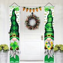 1 Pair St. Patrick's Day Clover Leprechaun Garden Flags, Indoor Outdoor Porch Decor, Polyester, Spring Party Accessory, 12x70.8 Inches - Multicolor - View 6