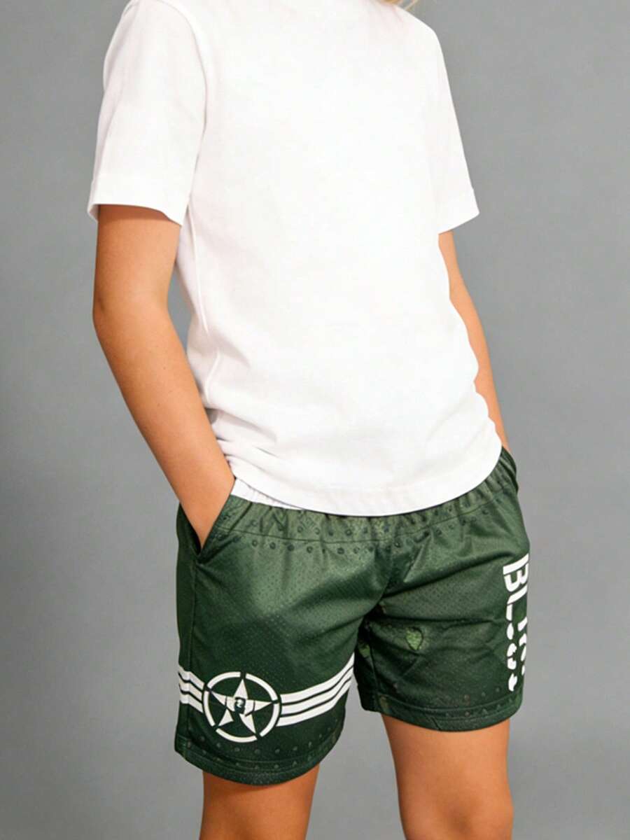 Life Baseball 101 1-Piece Set For Summer OutdoorsGirls/Youth Print Shorts  Loose Casual Shorts - Army Green and White Printed - View 1
