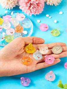 20/30/50/100pcs Set Glow-In-The-Dark Mini Rubber Ducks, Realistic Plastic Small Duck Toys, Glow Toys, Party Favors Filler - Multicolor - View 4