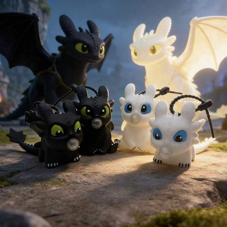 How to Train Your Dragon 1pc Toothless Night Fury Bubble Blower Keychain, Creative Backpack Pendant, Cute Collectible Figurine - Multicolor - View 1