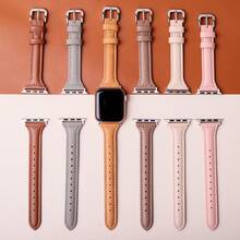 Leather Slim Strap Compatible With Apple Watch Band 49mm 44mm 40mm 41mm 45mm 38mm 42mm 49mm 44 45 Series 11 10 9 8 7 SE 6 5 4 3 2 1 Ultra 3 2 Women Bracelet - Multicolor - View 2