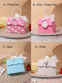 12件套甜美公主糖果盒套装，珍珠手柄和丝带装饰，多色波点设计，坚固的纸质材料，适合DIY糖果/巧克力，是情人节礼物、婚礼回礼、生日派对和创意活动包装的完美之选。 - 彩色 - 查看 5