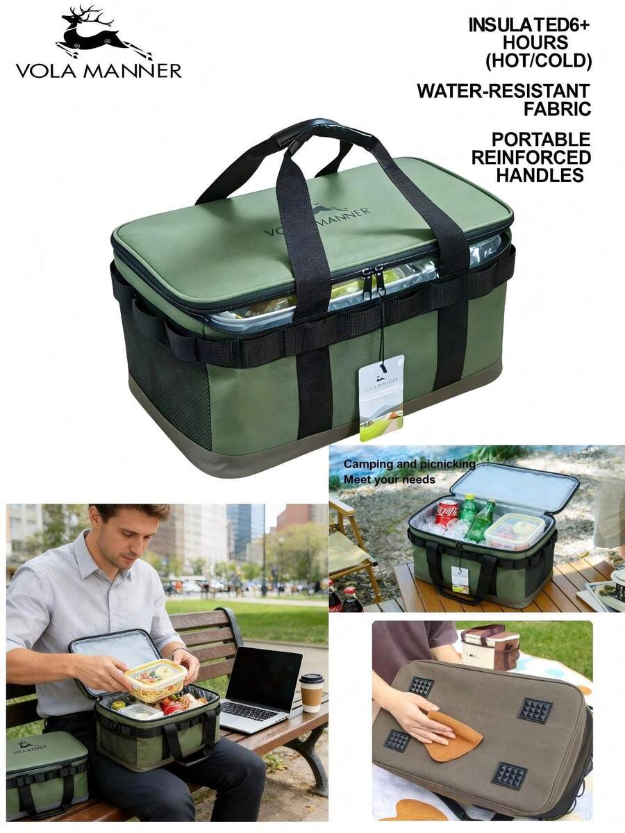 VOLA MANNER 22L Large Capacity Outdoor Insulated Cooler Bag, 4-Layer Waterproof & Heat Insulation Material - Green - View 1