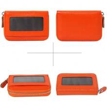 Portatarjetas de piel con bloqueo RFID de 12 ranuras para mujer, Café, Una talla, Cartera Rfid - Naranja - Ver 3