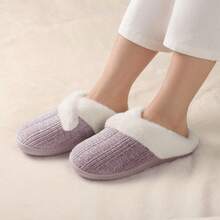 Women's Fuzzy Slip-On Slippers Indoor And Outdoor Use, Comfy Foam, Anti-Skid Rubber Hard Sole - Blue - View 7
