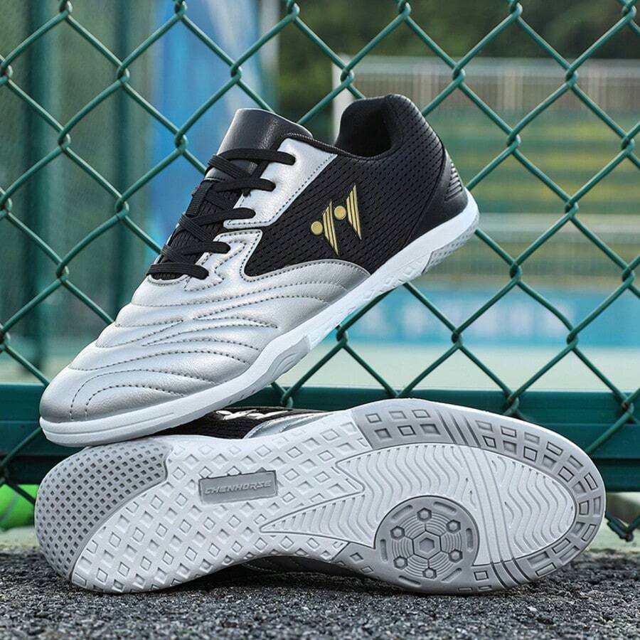 Unisex Football Shoes, Fashionable, Comfortable, Non-Slip, Wear-Resistant, Soft Sole, Versatile Outdoor Sports Shoes - Black Silver - View 1